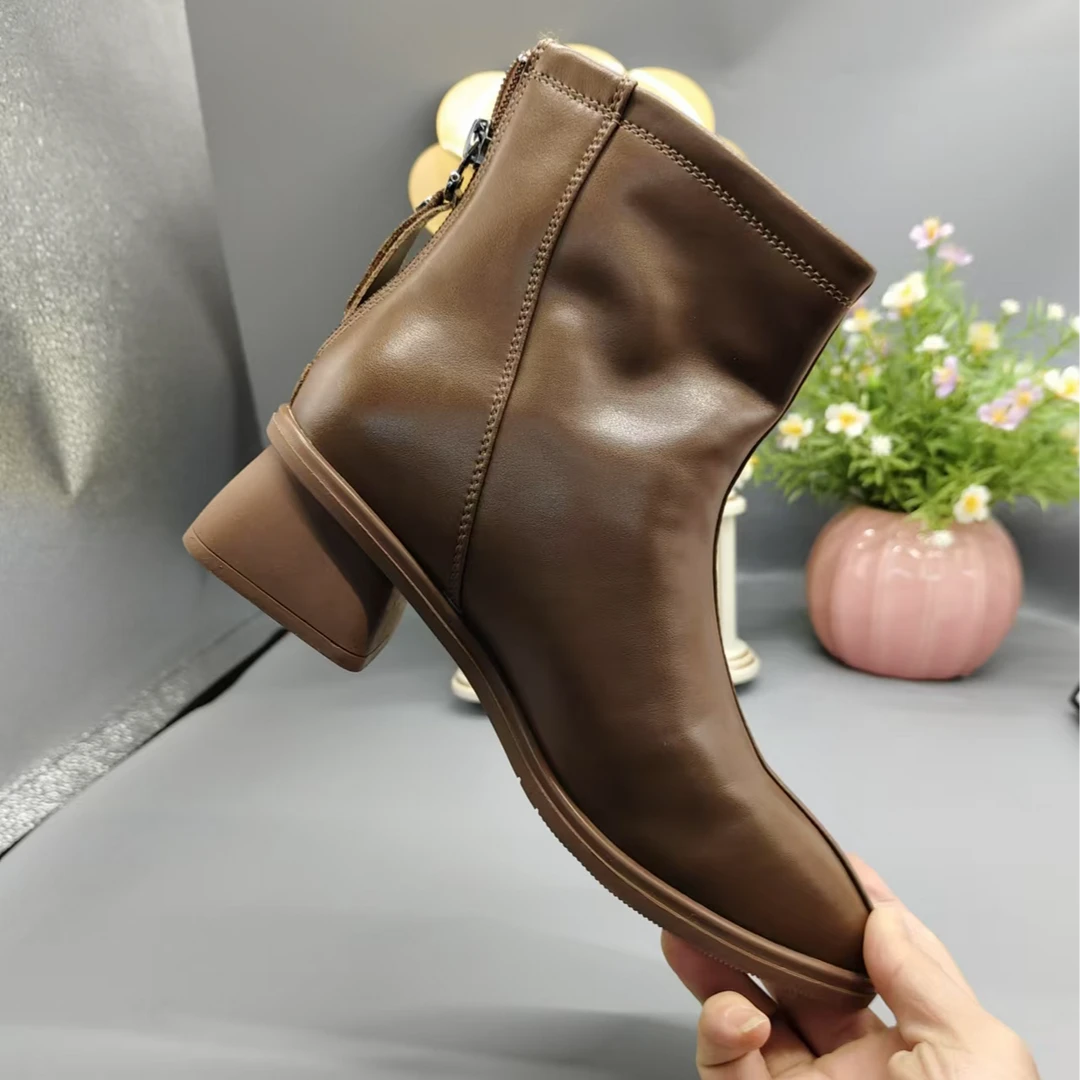 短靴女瘦瘦单鞋新款马粗跟丁靴女款马丁靴16E03