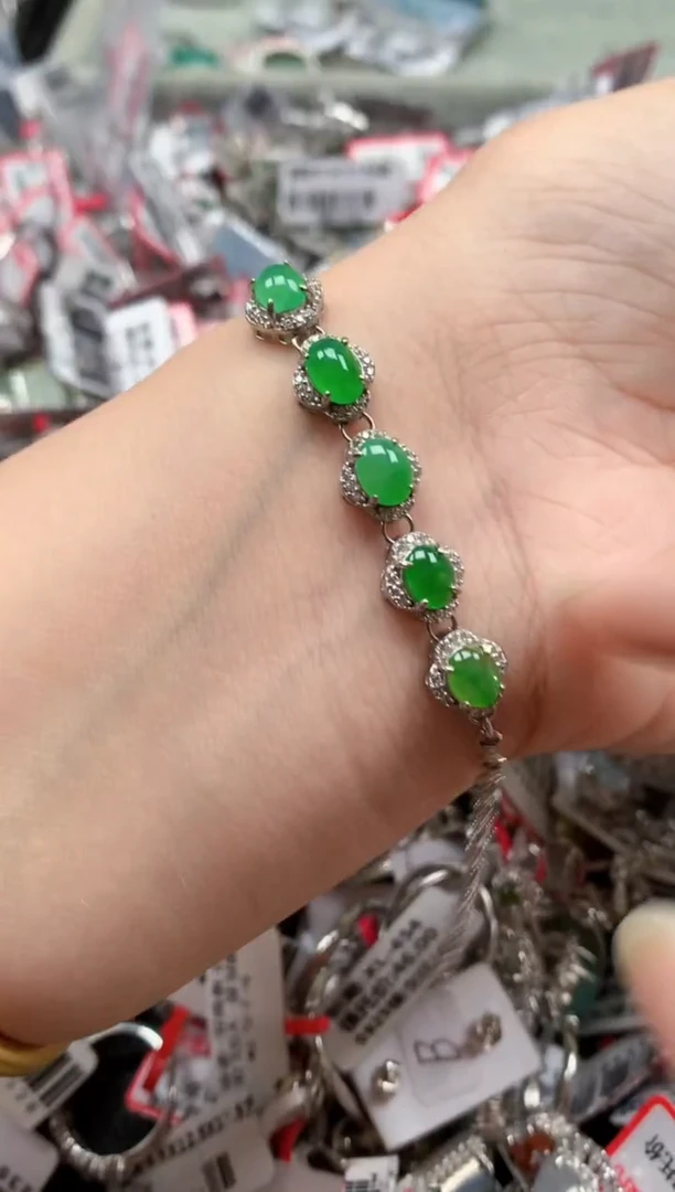 银S925镶嵌戒指翡翠天然A货缅甸翡翠