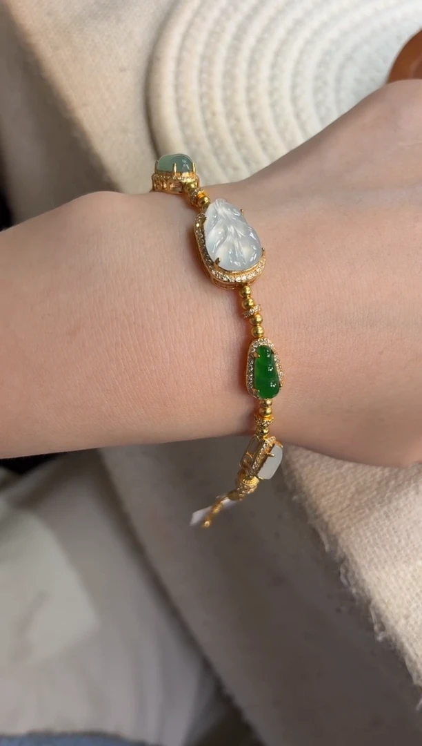 吊坠(不含链)银S925镶嵌翡翠手链