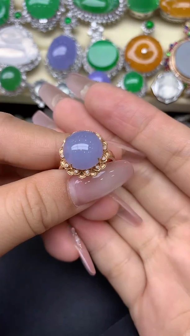 18K金镶嵌戒指翡翠263-雪姐翡翠天天见