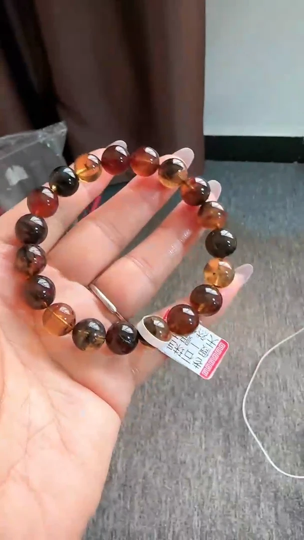 【闪购商品】琥珀手链未镶嵌规格11微瑕多宝手串#7