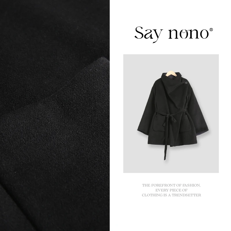 懒猫nono│Saynono 山羊绒绵羊毛立领上衣长款外套/XXYJ8122