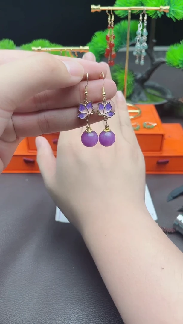 玛瑙/玉髓耳饰银S925镶嵌421