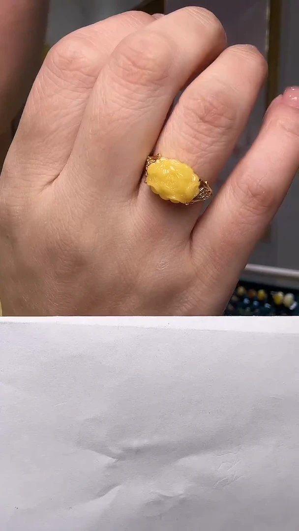 银S925镶嵌蜜蜡戒指蜜蜡小花戒指