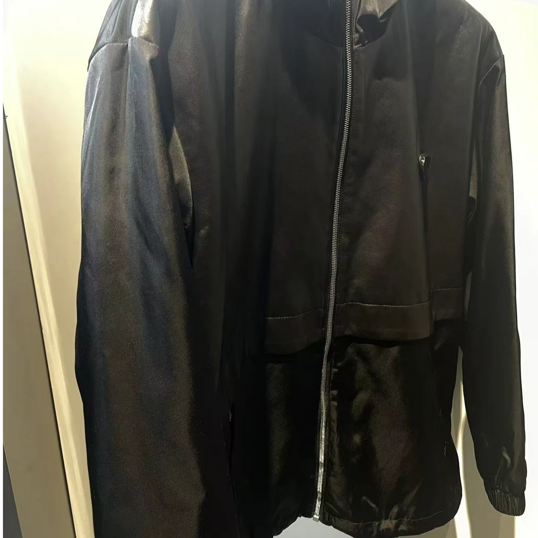 潮流百搭青年黑色连帽夹克外套5632