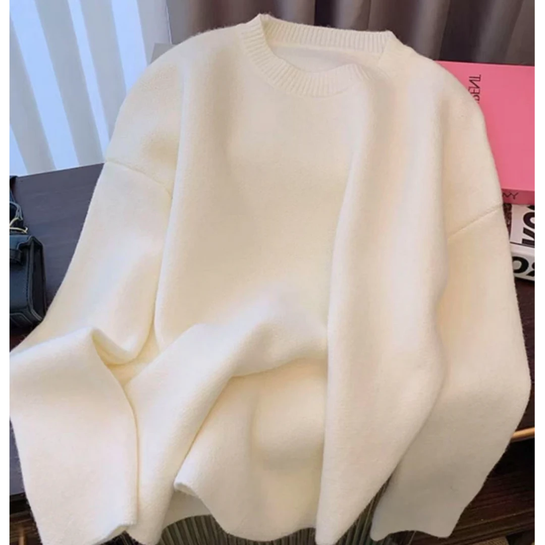 春秋款反季韩版经典针织衫圆领女装套头毛衣