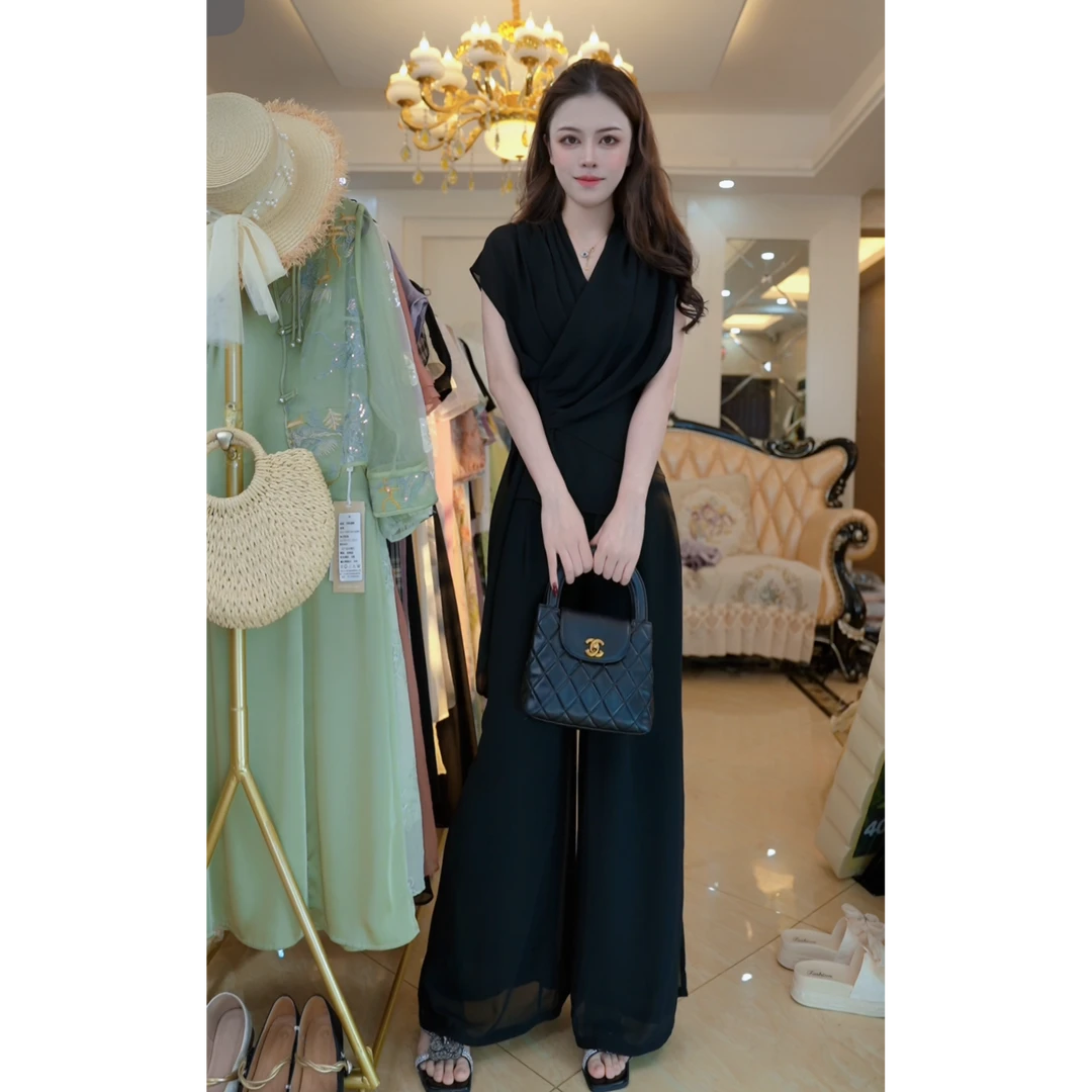 夏装时尚套装洋气无袖小衫中年女士夏季两件套D5042