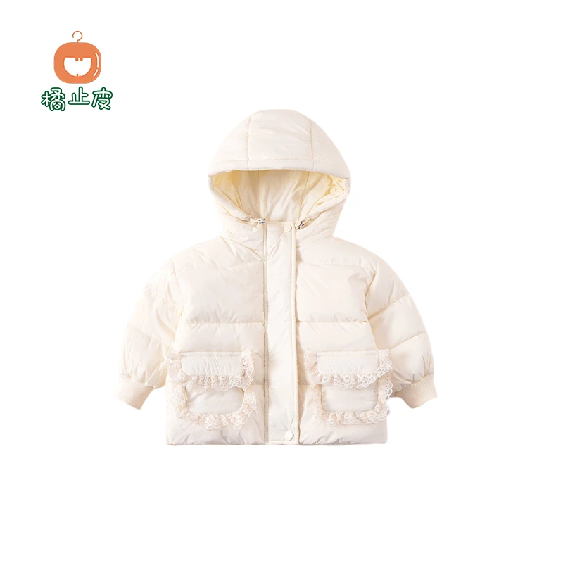 【现货】橘止皮儿童羽绒服冬季新女童连帽90白鸭绒防寒外套DW246972