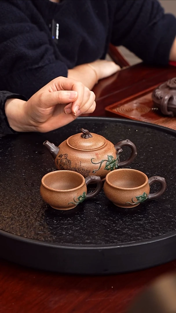 茶壶紫砂杨菲 福禄双全套组127 玉段砂 220毫升