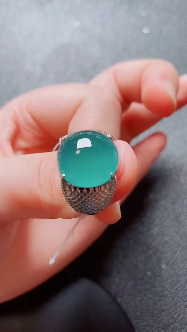翡翠戒指银S925镶嵌翡翠