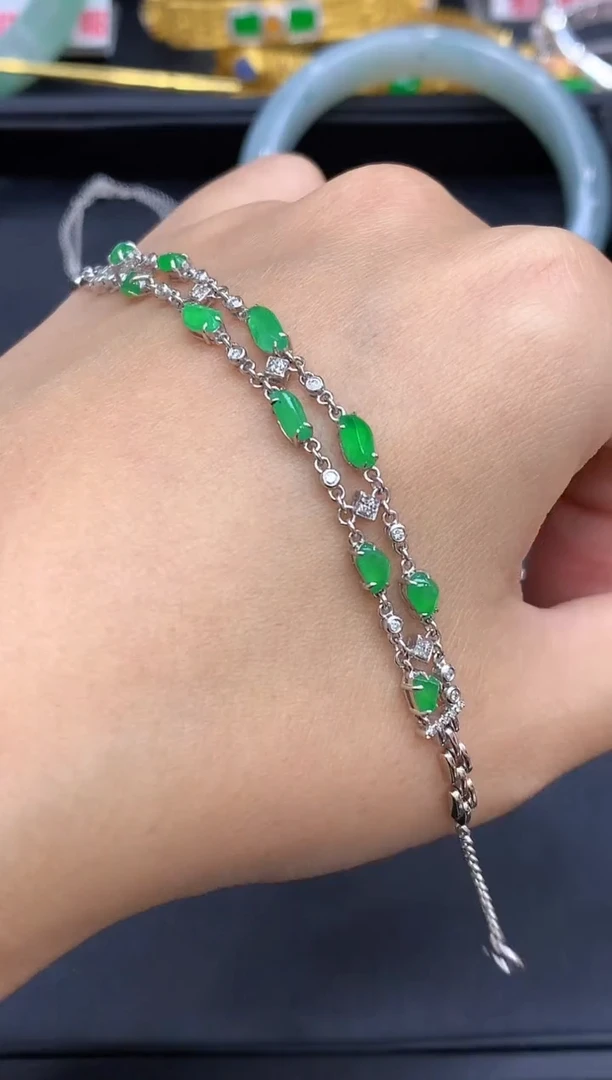 18K金镶嵌手链翡翠426-中国好珍宝