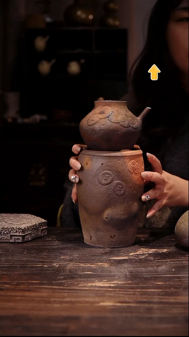 纯手工柴烧枪把壶加炉