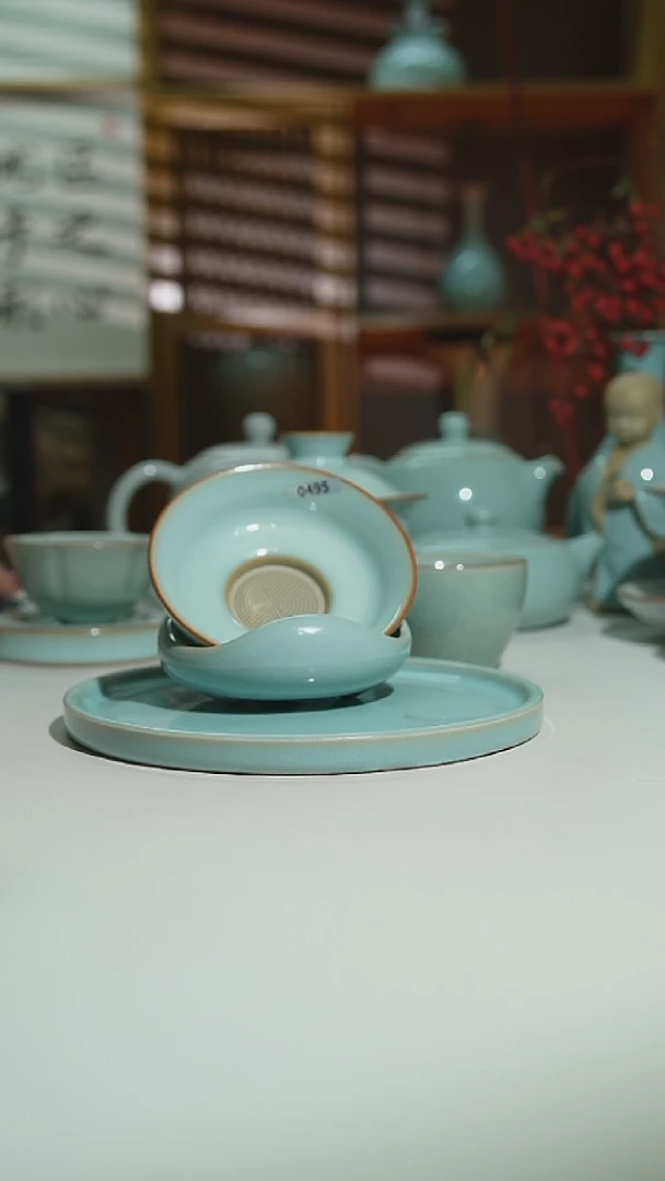 运圈天青壶承大暇加天青玉兰茶漏二级