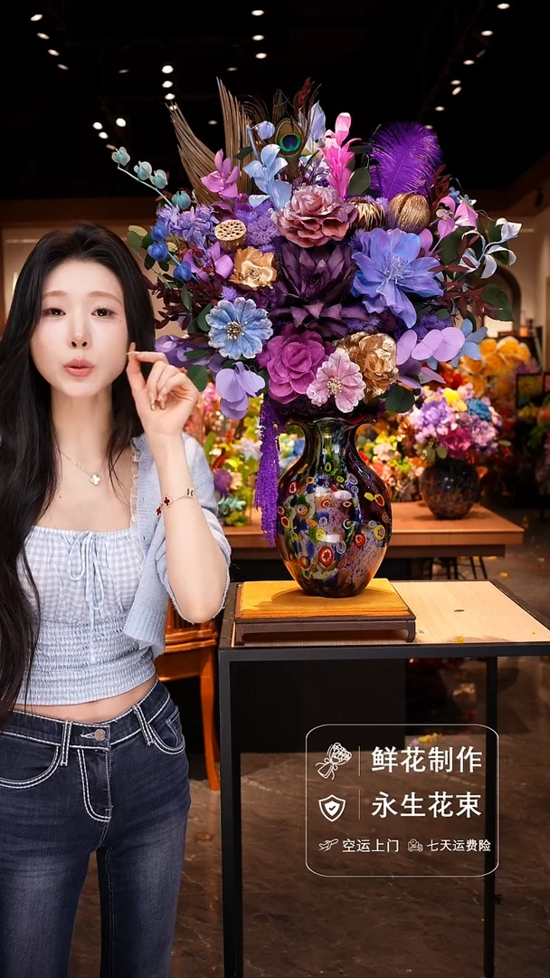 琉璃瓶手工花器花束空运包邮送货上门-以图片为准