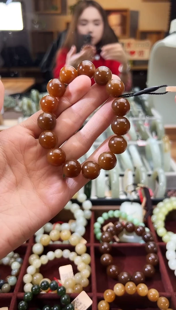 未镶嵌手串和田玉且末料金山糖手串卡14