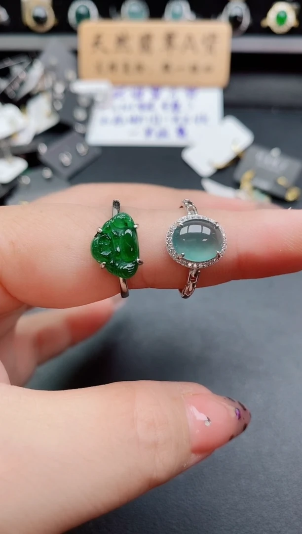 银S925镶嵌戒指翡翠1