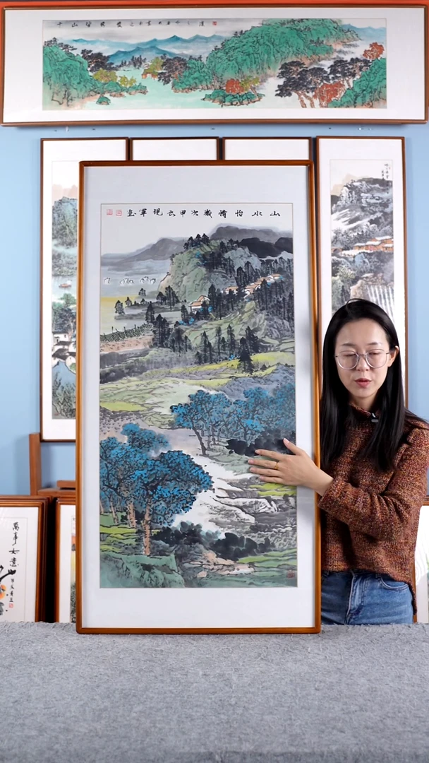 【闪购商品】国画张现军《山水怡情》手绘带框122*62