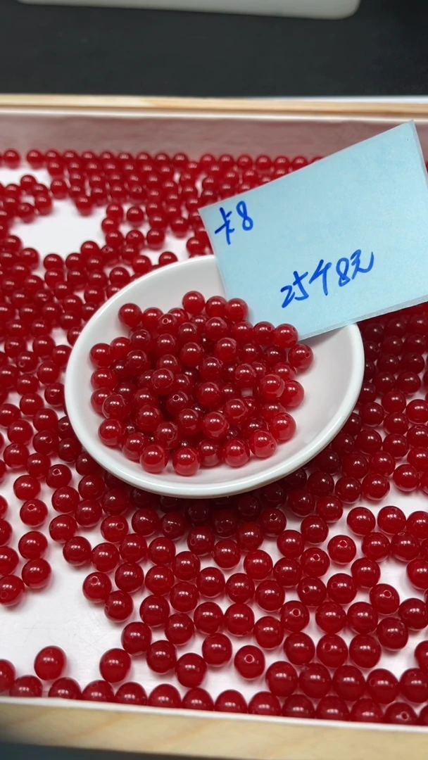 未镶嵌玛瑙手饰B504 鸽血红8mm 25颗8元
