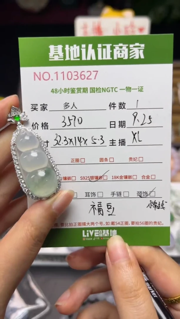 吊坠(不含链)银S925镶嵌翡翠多人