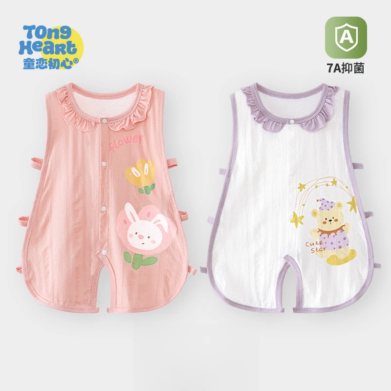 琵琶衣婴儿夏天衣服宝宝连体衣薄款新生儿夏季满月超萌背心和尚服