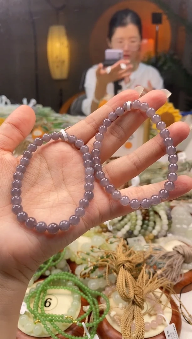 手串未镶嵌和田玉卡6左右浓烟紫手串多样性发一