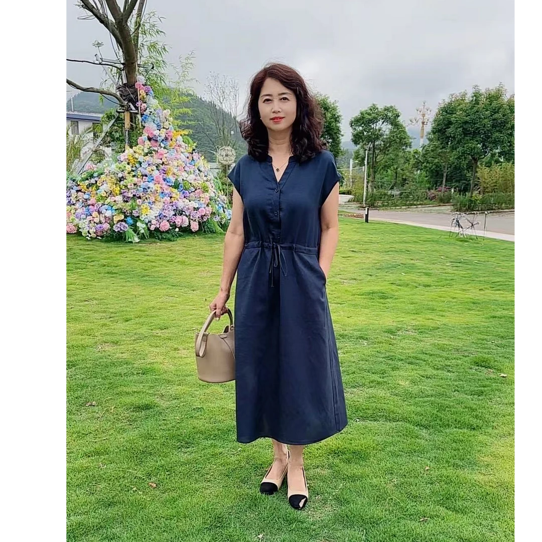 天丝亚麻连衣裙夏款