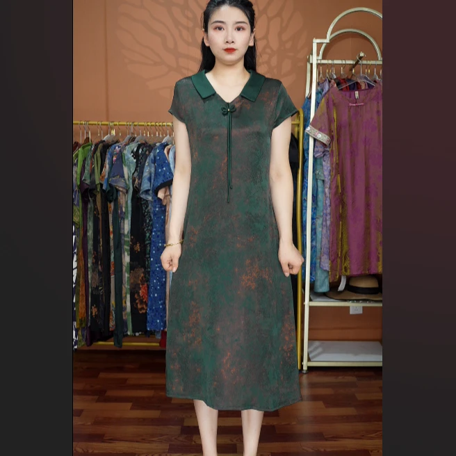 【国风流苏绿】妈妈装宽松连衣裙高档中年女装夏季优雅气质长裙