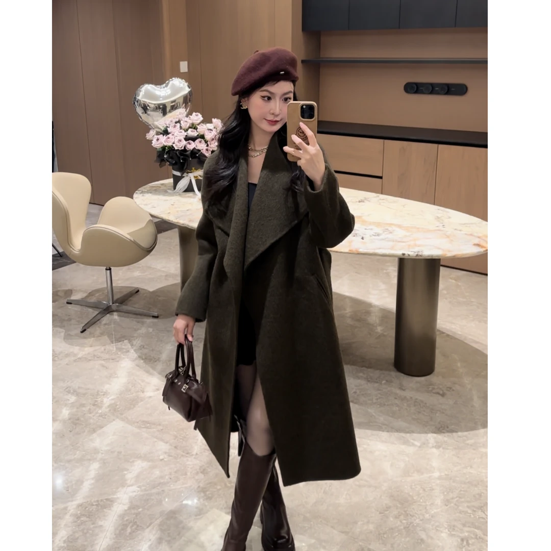 现货【露哥专属】牦牛绒极简自由领高级感大衣