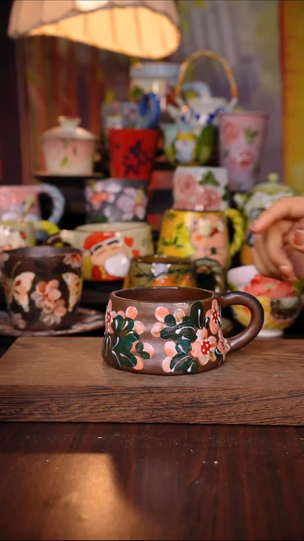 杯子陶泥垚手作 景德镇手工手绘陶瓷器物