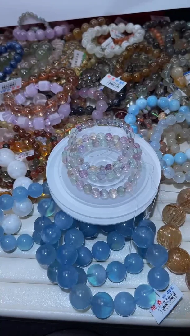 手串未镶嵌萤石L4-8mm彩荧石单圈-多样性发其一