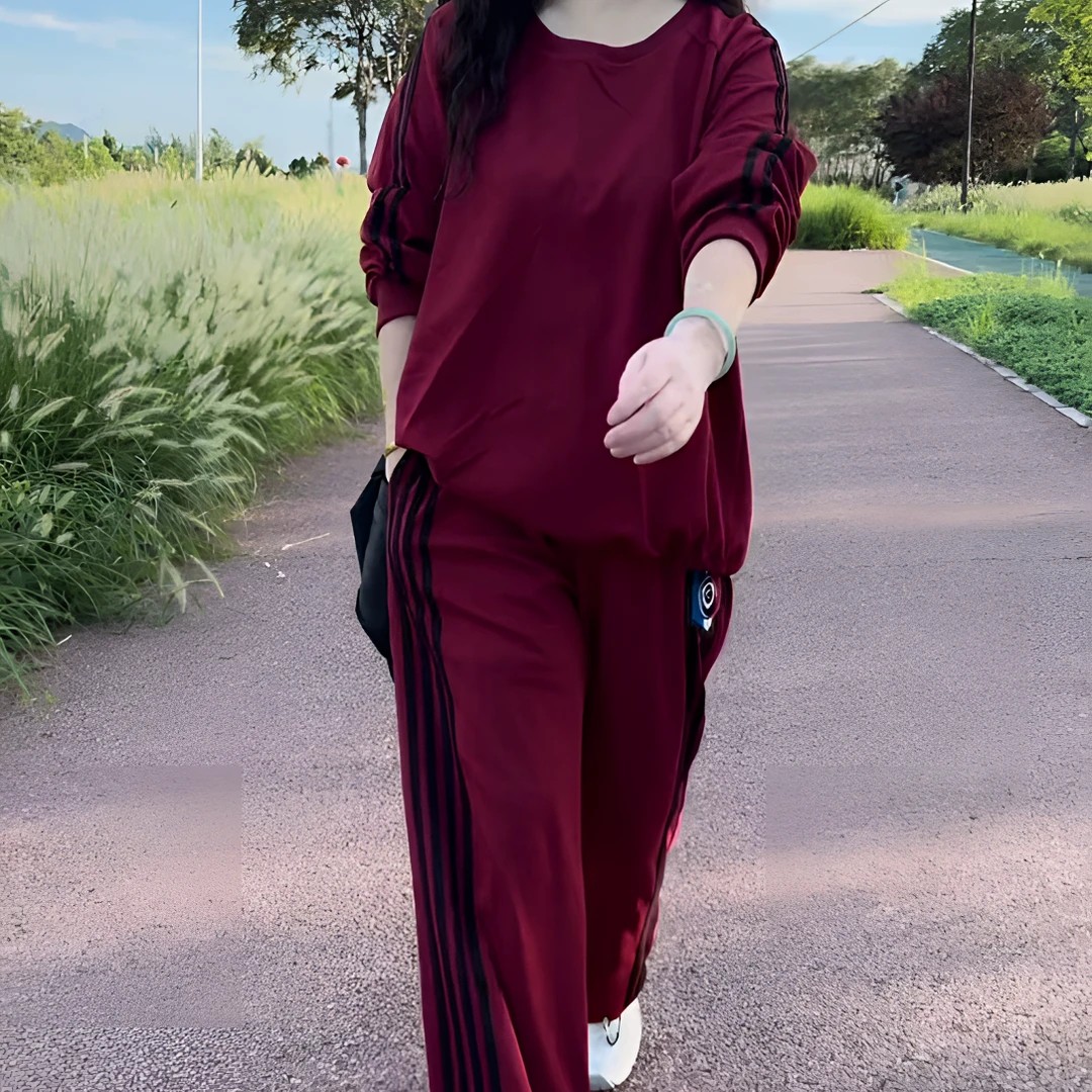 欧货2025时尚网红运动套装女秋季洋气减龄显瘦阔腿裤炸街运动服