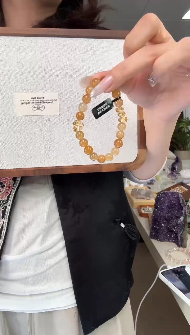 未镶嵌手链水晶黄兔毛