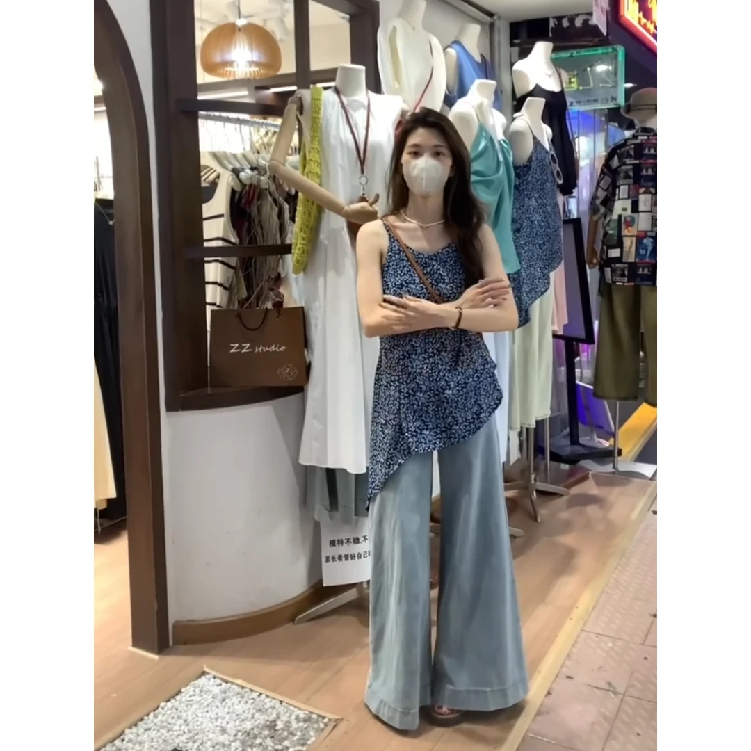 百搭法式气质高腰小个子短款雪纺裙时尚阔腿裤子套装