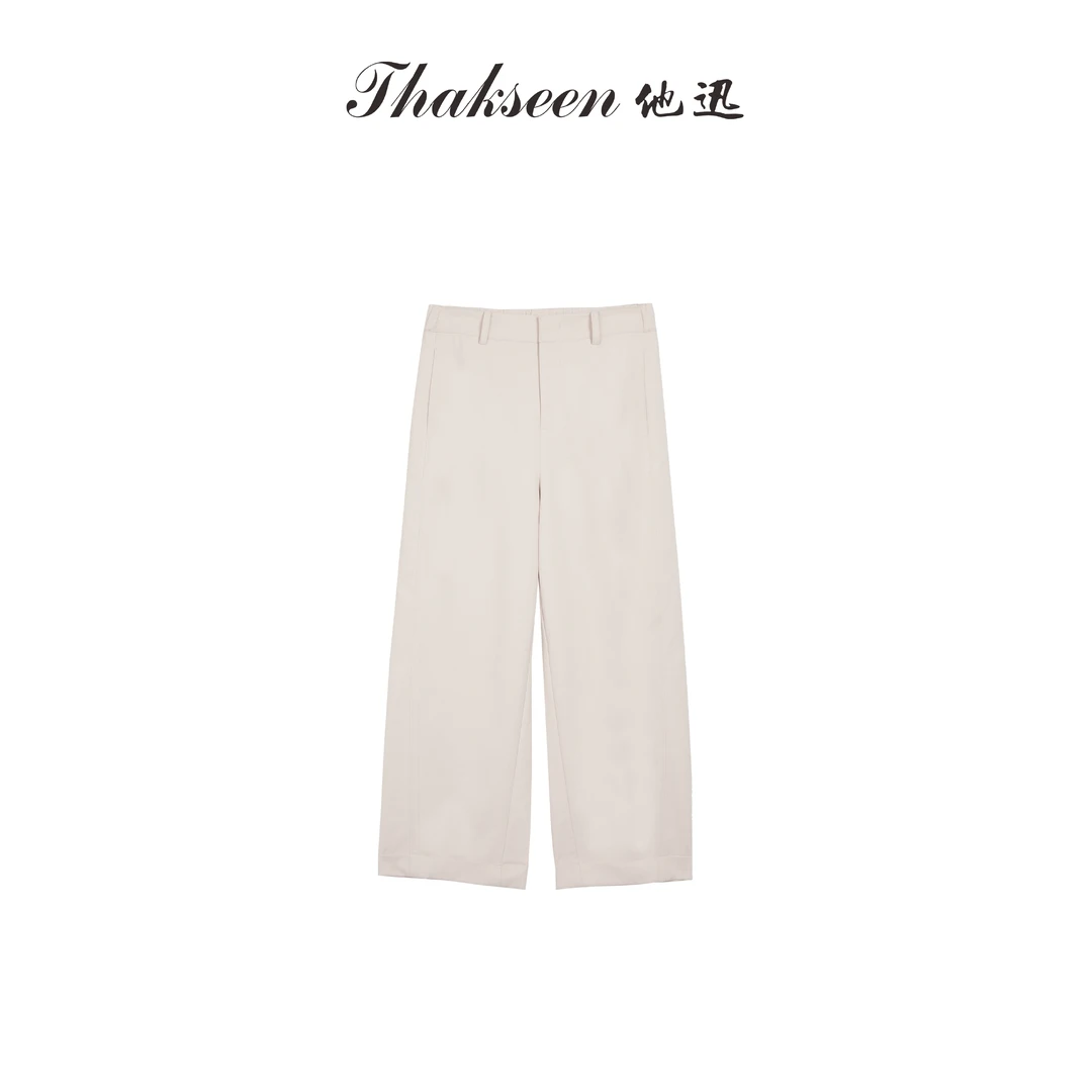thakseen/他迅夏款中高腰百搭盐缩工艺九分直筒裤626223310040