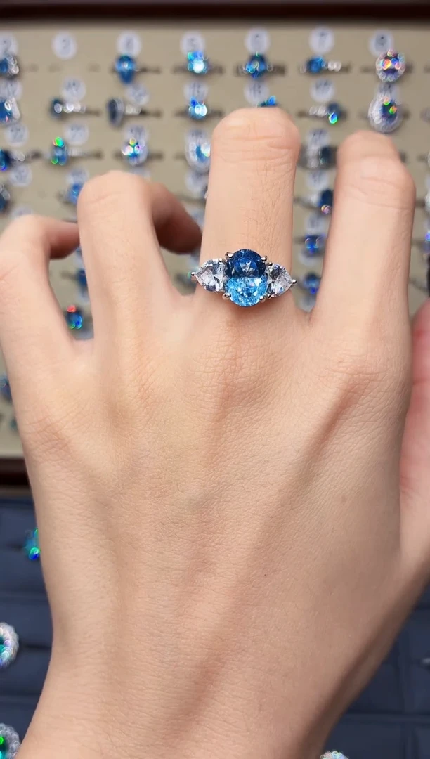 无925银无品牌 925银 轻奢女神款魔鬼蓝色系