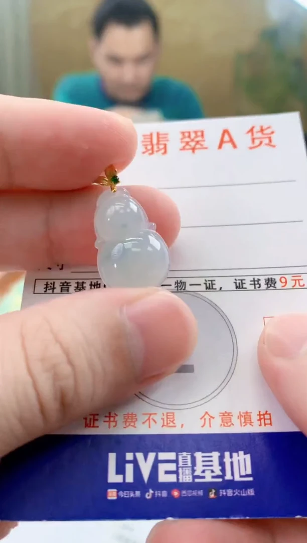 颈饰18K金镶嵌翡翠天然A货翡翠挂件