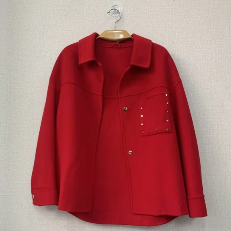 祥好服饰 冬季短款暗扣羊绒外套 D801-1