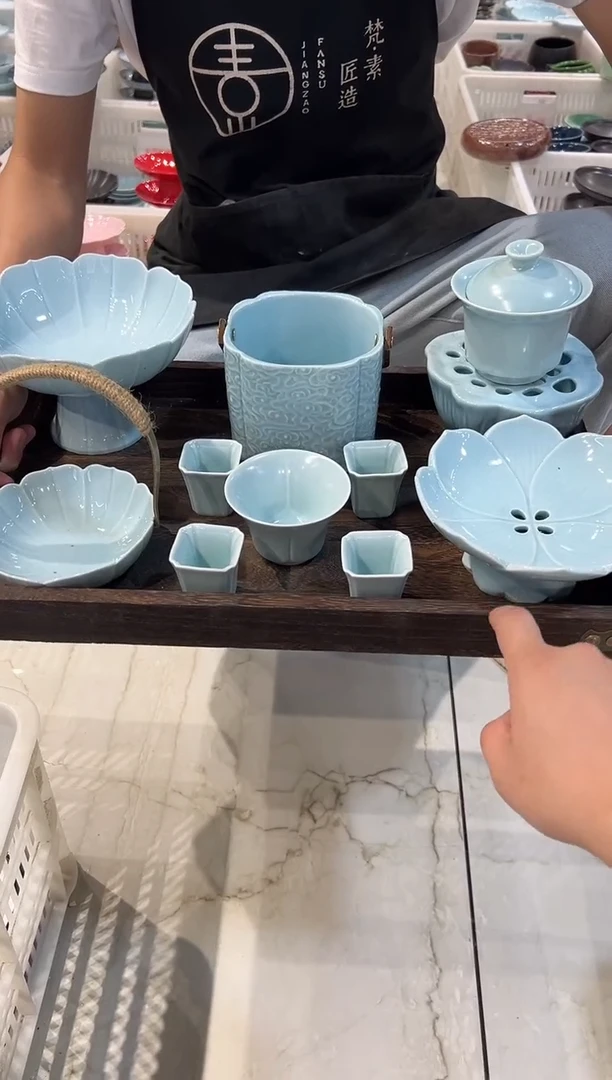 瓷片微瑕商品，介意勿拍-托盘 （莲蓬大瑕疵）