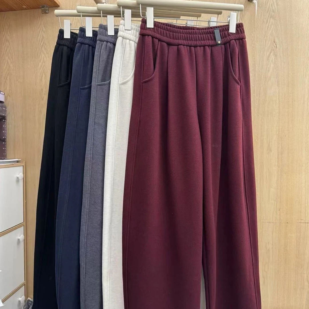 加绒加厚糯米裤女冬季宽松哈伦萝卜裤九分休闲阔腿裤【8831】