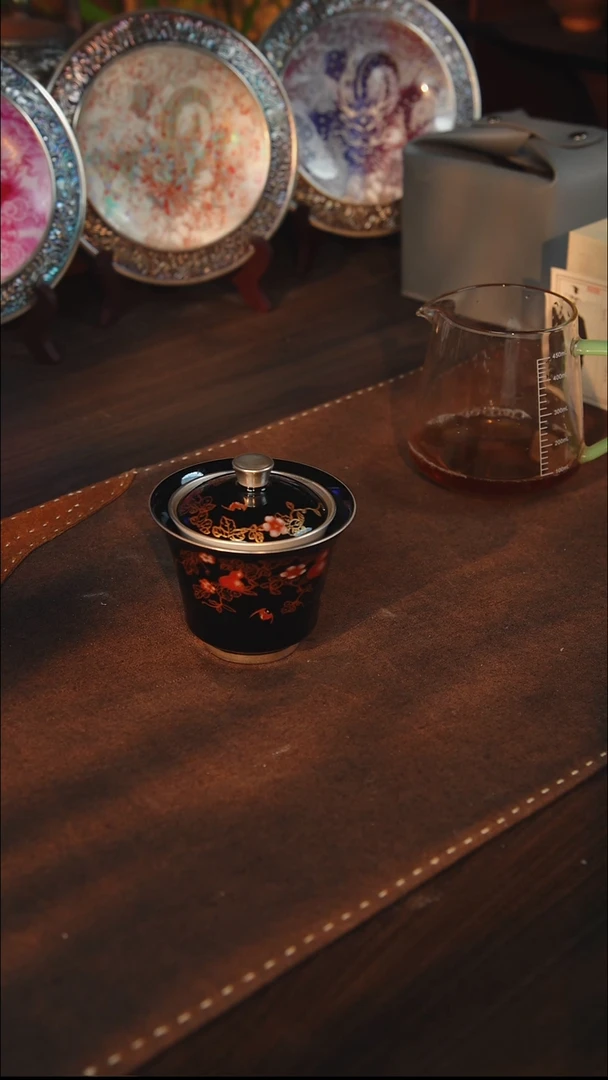 瓷鎏银福禄万代极客盖碗