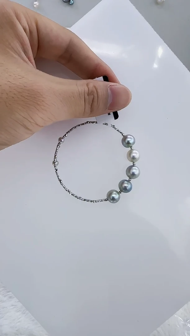 未镶嵌海水珍珠DA海水灰珠手镯 y132