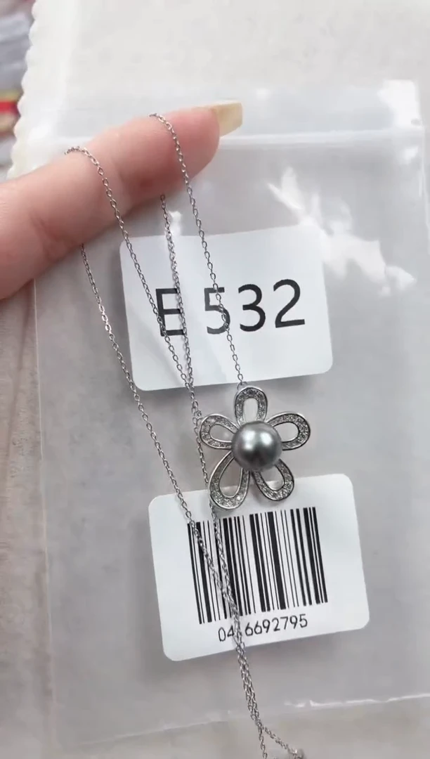 银S925镶嵌套链海水珍珠E532