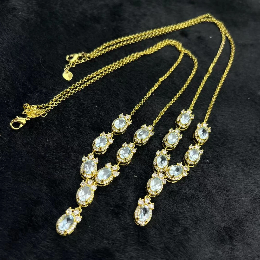 CT3199璀璨星光蓝托帕石项链-多样性发货只发一件