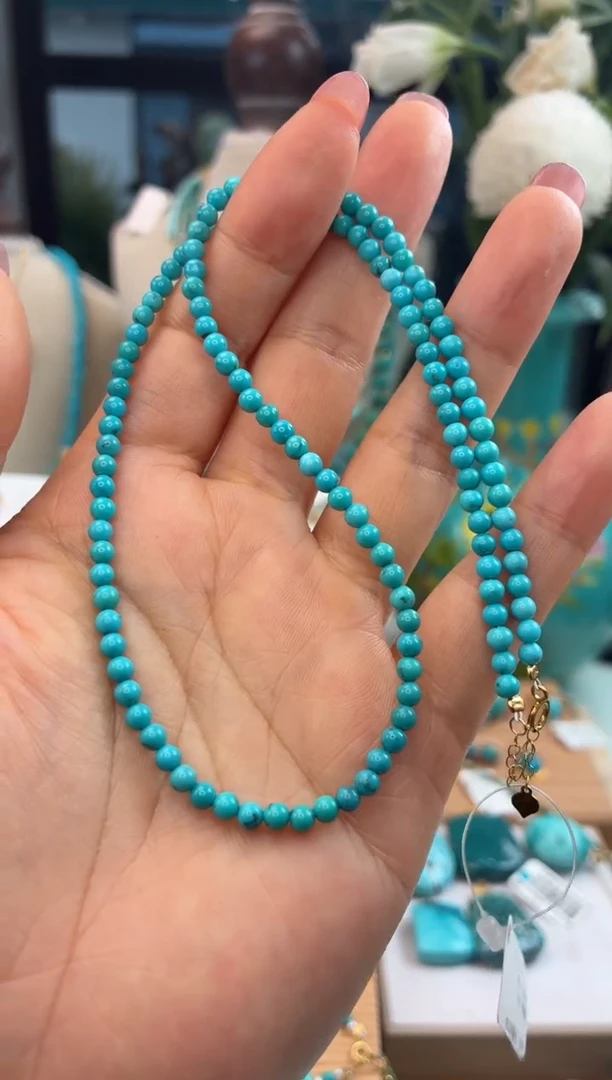 18K金镶嵌绿松石项链1