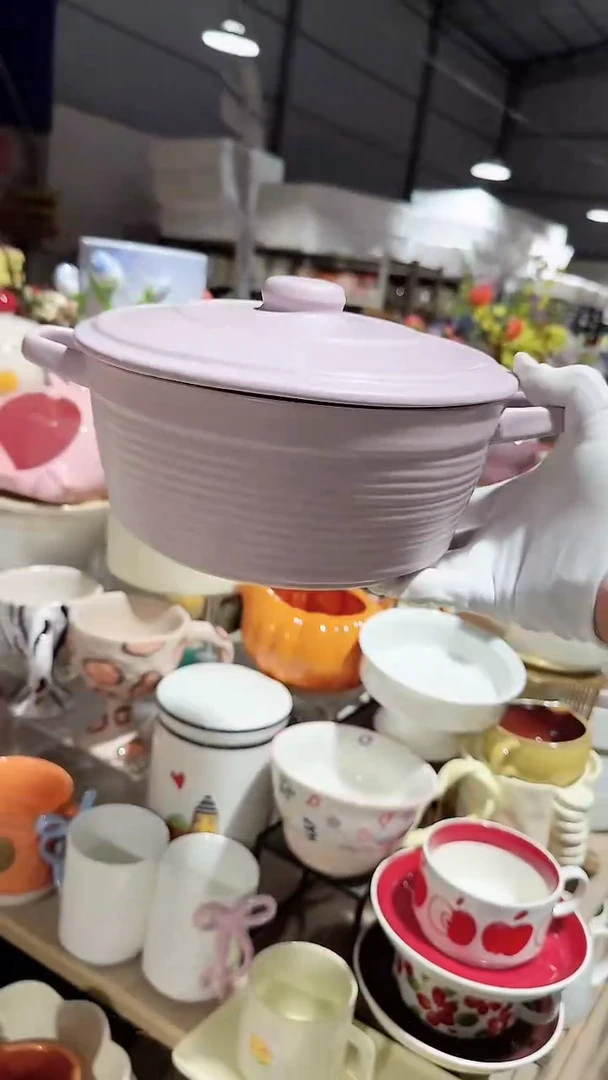 瓷片双耳带盖汤碗不可明火微瑕 凑满20元包邮