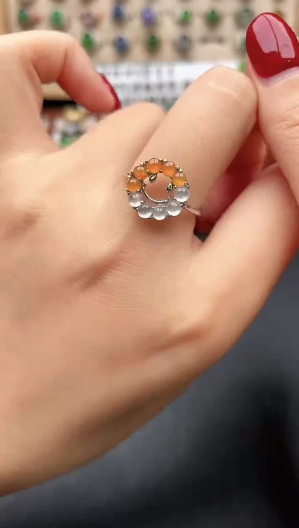 银S925镶嵌戒指翡翠一物一证一礼盒