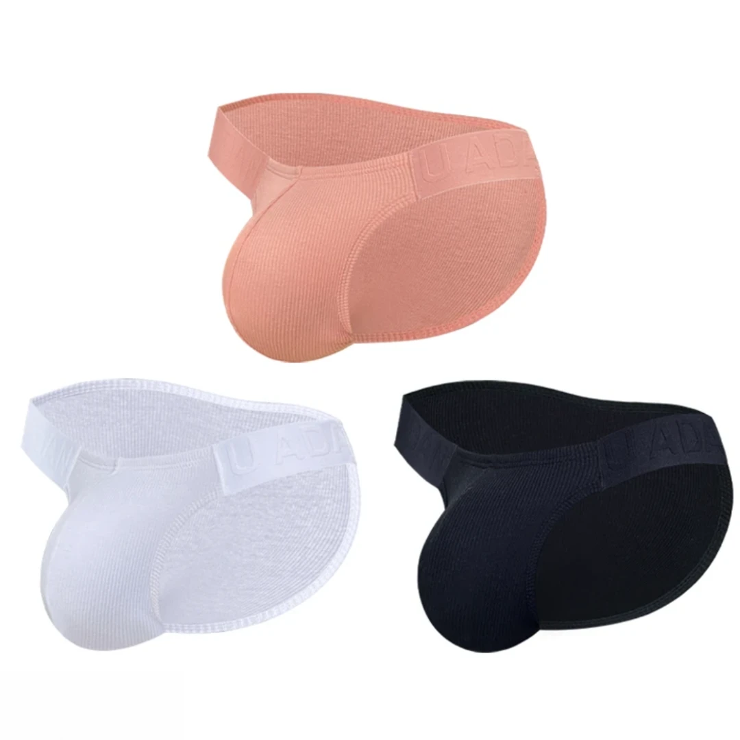 性感高叉男士内裤低腰运动无侧翼提臀纯色大囊袋三角裤男生日礼物