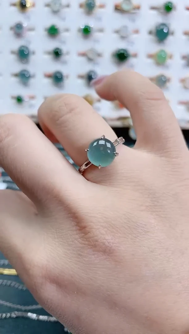 银S925镶嵌戒指翡翠天然翡翠