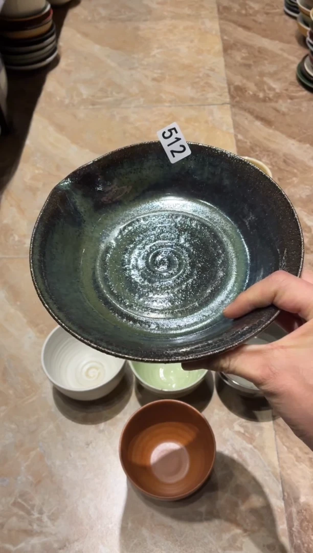 瓷片q****9512墨绿单开口盘1个