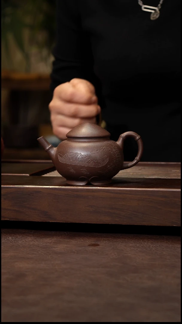 茶壶紫砂黑星土渔翁170cc左右